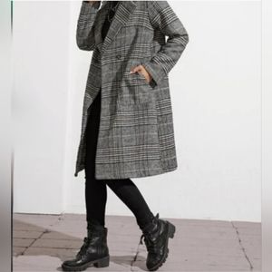 NWOT Forever 21 Classic Plaid Trench Coat Sz L